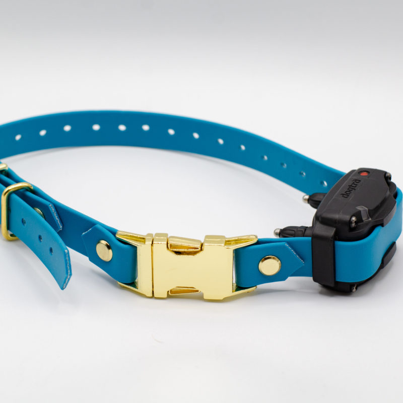 blue jean colored quick release biothane strap for 3/4" ecollar