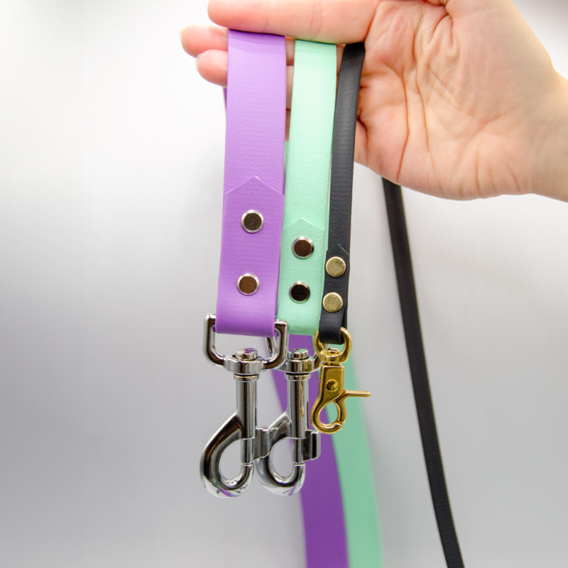 1 inch, 3/4 inch, and 3/8 leash sizes compared