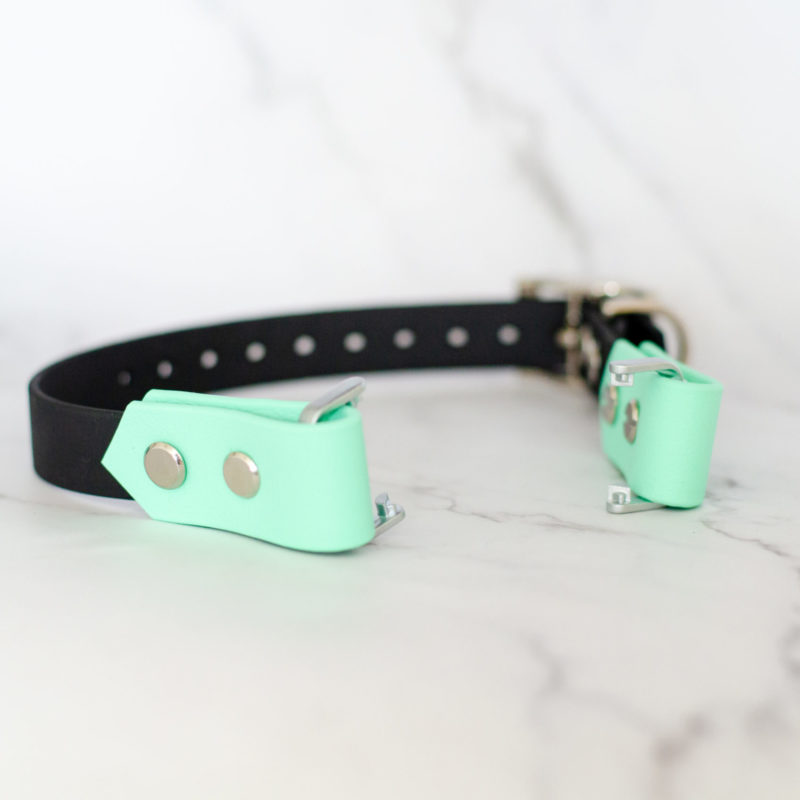 3/4" fi 2 compatible biothane collar in black and mint